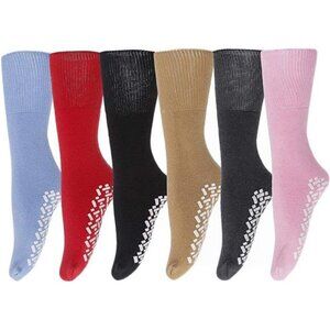 Womens Non-Slip Medical Non-Binding Socks, Cotton With Rubber Gripper Bottom